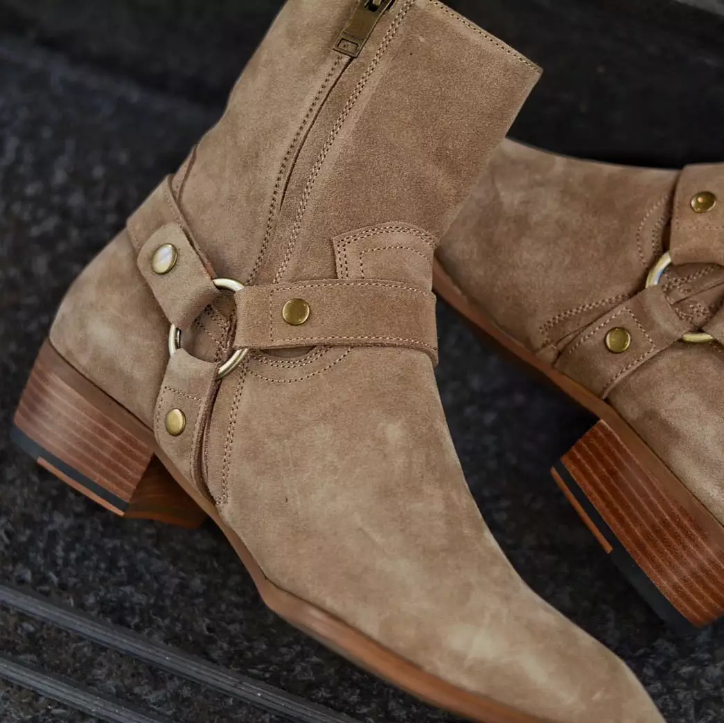 901 Chelsea Boots Suede Beige x Belt