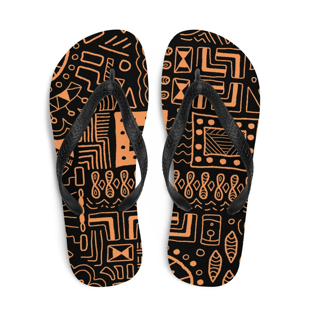 African Mudcloth style Flip-Flops