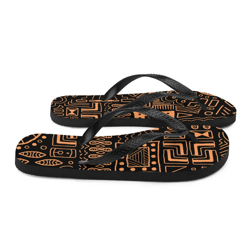 African Mudcloth style Flip-Flops