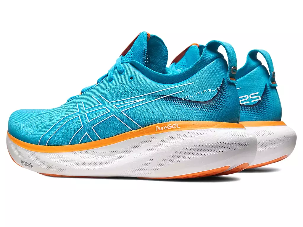 Asics Gel Nimbus 25 Men's Running Shoes - Island Blue/Sun Peach