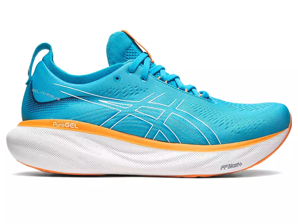 Asics Gel Nimbus 25 Men's Running Shoes - Island Blue/Sun Peach