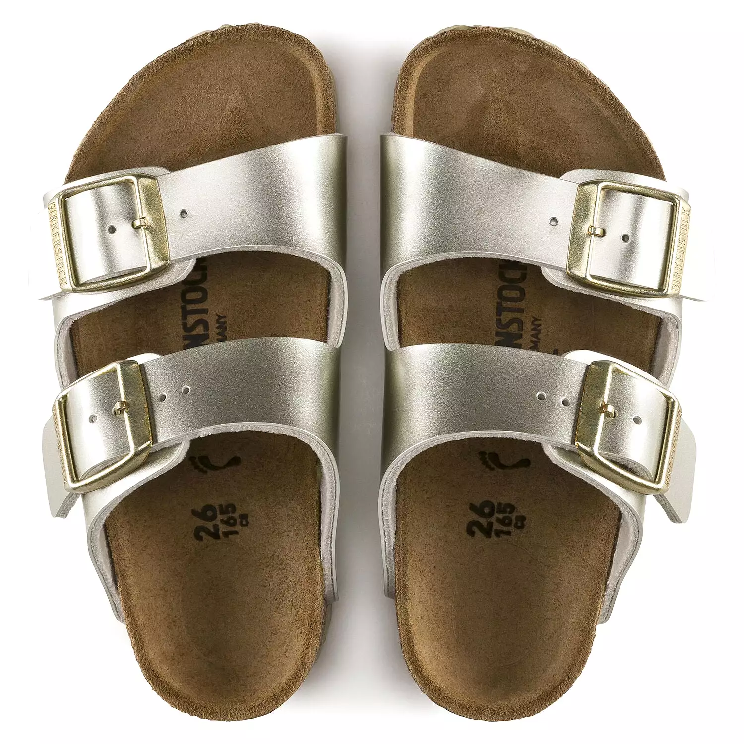 Birkenstock Kids Arizona Birko-Flor Electric Metallic Gold Sandals