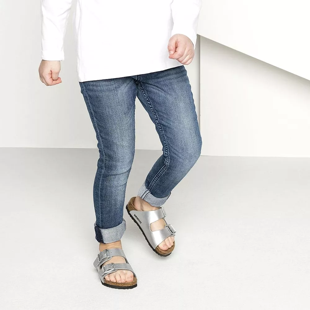 Birkenstock Kids Arizona Birko-Flor Silver Sandals