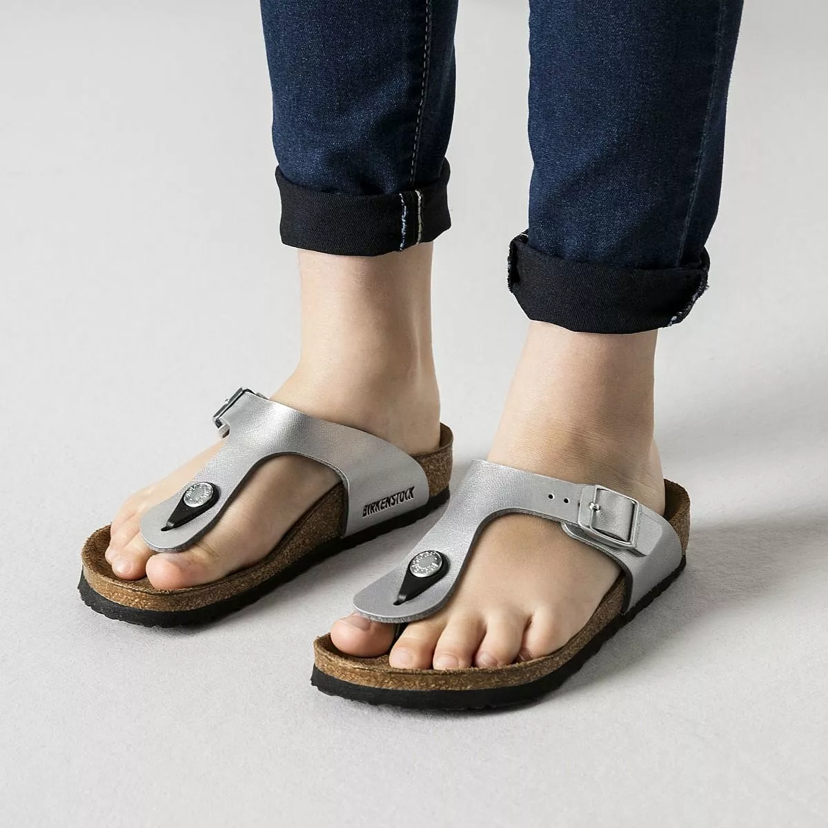 Birkenstock Kids Gizeh Birko-Flor Silver Sandals