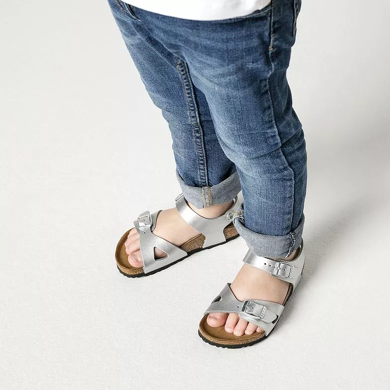 Birkenstock Kids Rio Birko-Flor Silver Sandals