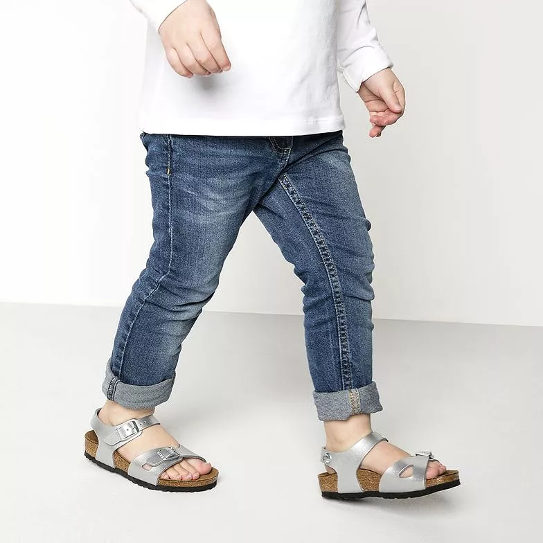 Birkenstock Kids Rio Birko-Flor Silver Sandals