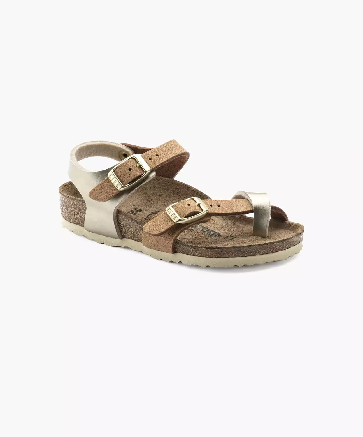 Birkenstock Kids Taormina Birko-Flor Soft Metallics Gold Brown Sandals