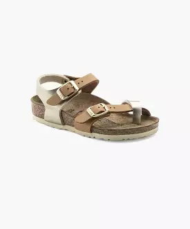 Birkenstock Kids Taormina Birko-Flor Soft Metallics Gold Brown Sandals