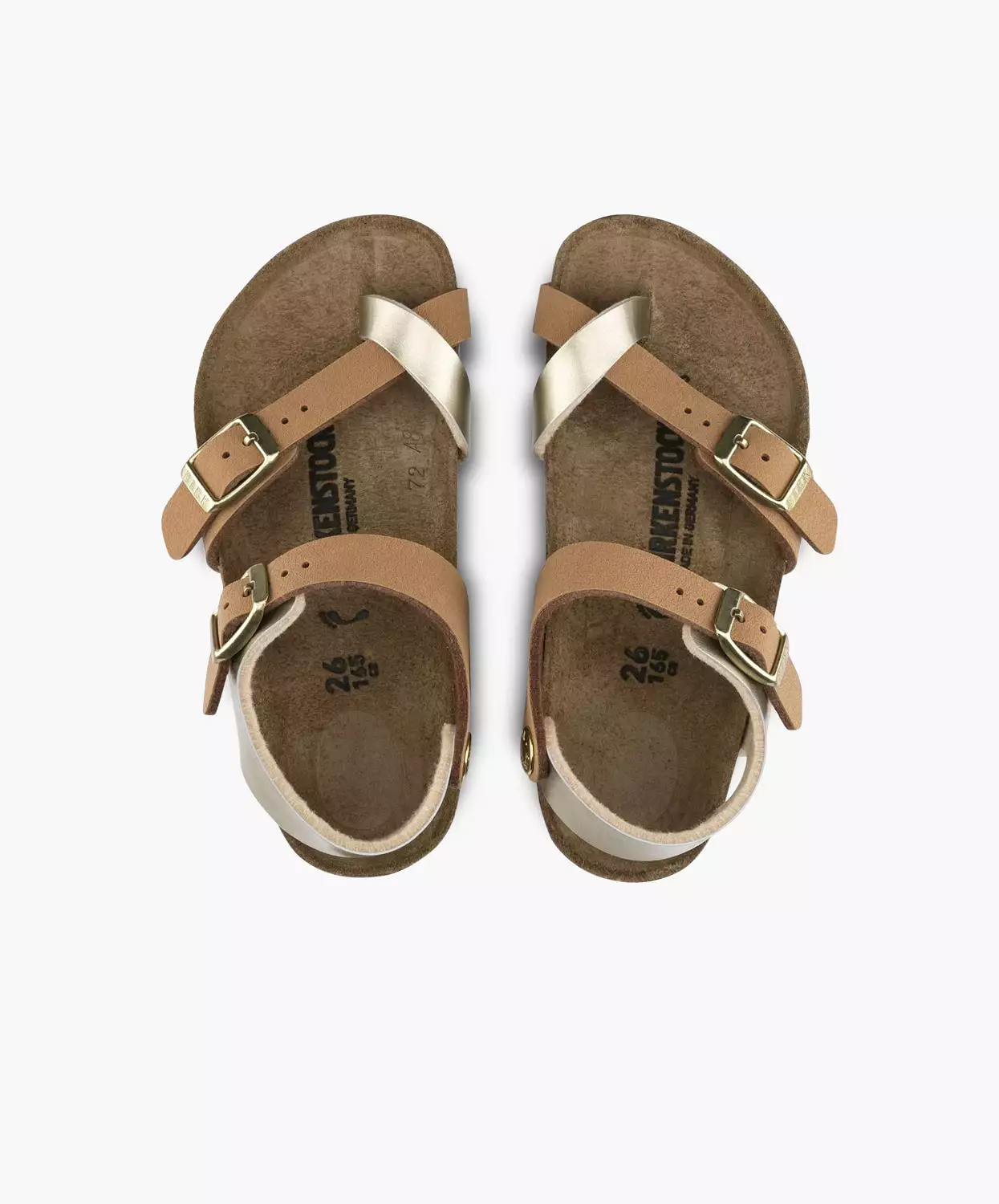 Birkenstock Kids Taormina Birko-Flor Soft Metallics Gold Brown Sandals