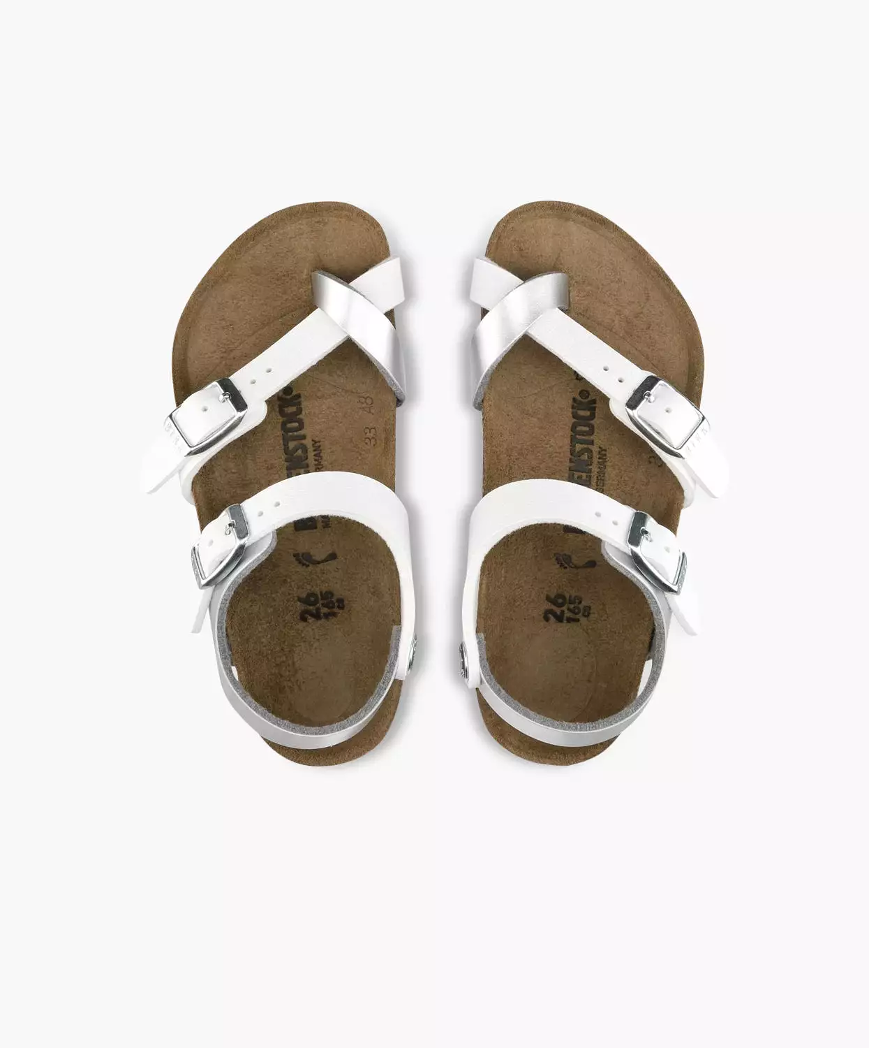 Birkenstock Kids Taormina Birko-Flor Soft Metallics Silver White Sandals