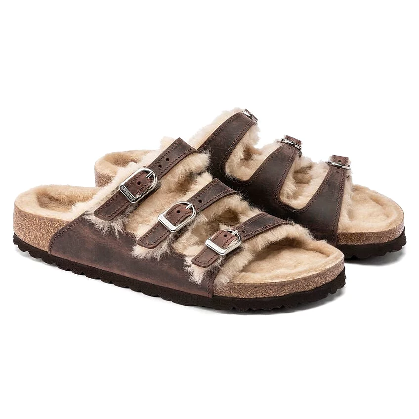 Birkenstock Women's Florida Shearling - Habana Oiled Leather