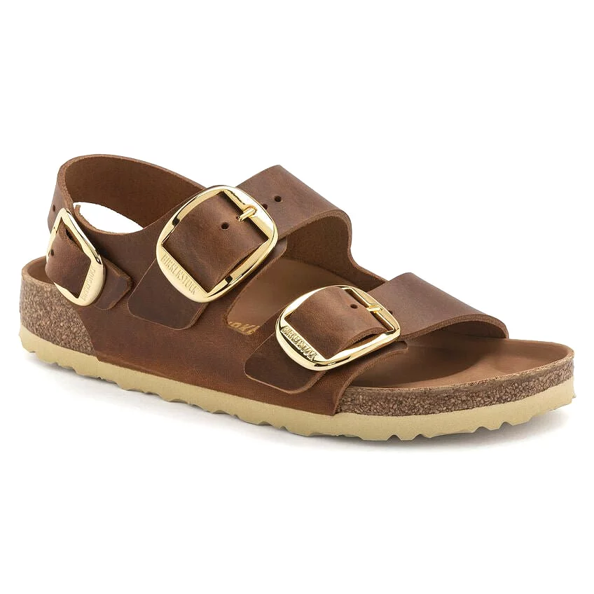 Birkenstock Women's Milano Big Buckle - Cognac Oiled Leather