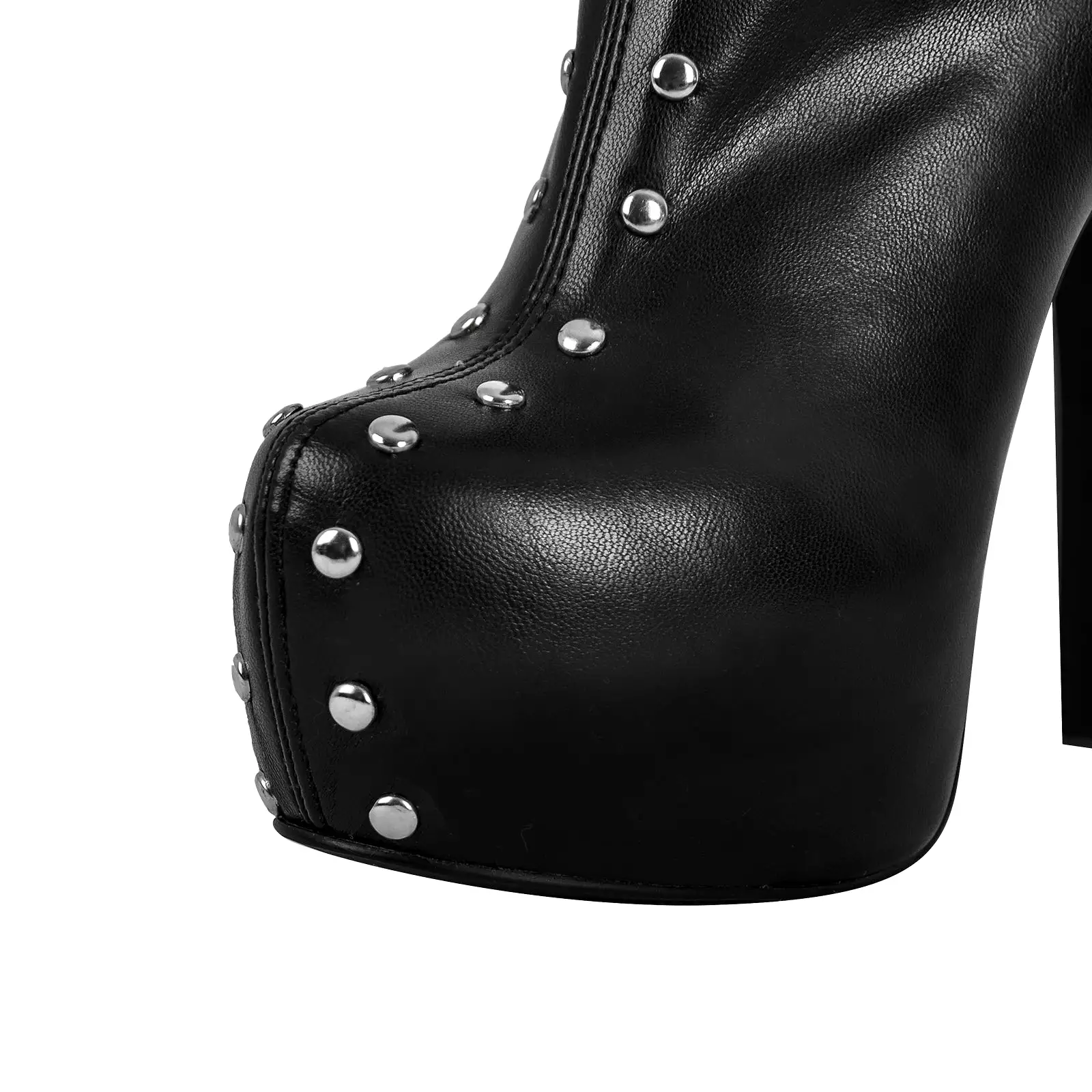 Black Platform Rivets Over The Knee Boots