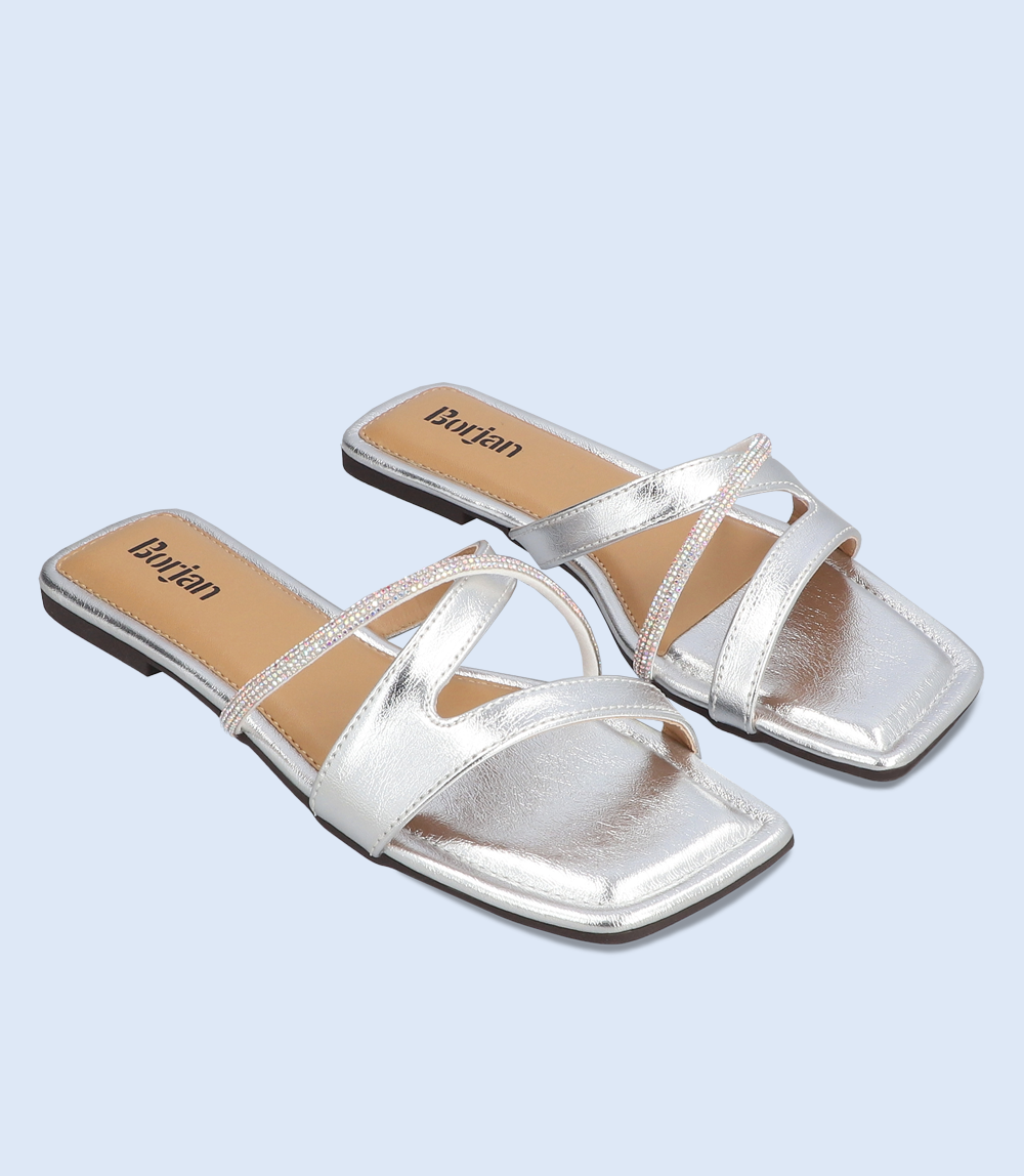 BW9299-SILVER-Women Casual Slippers