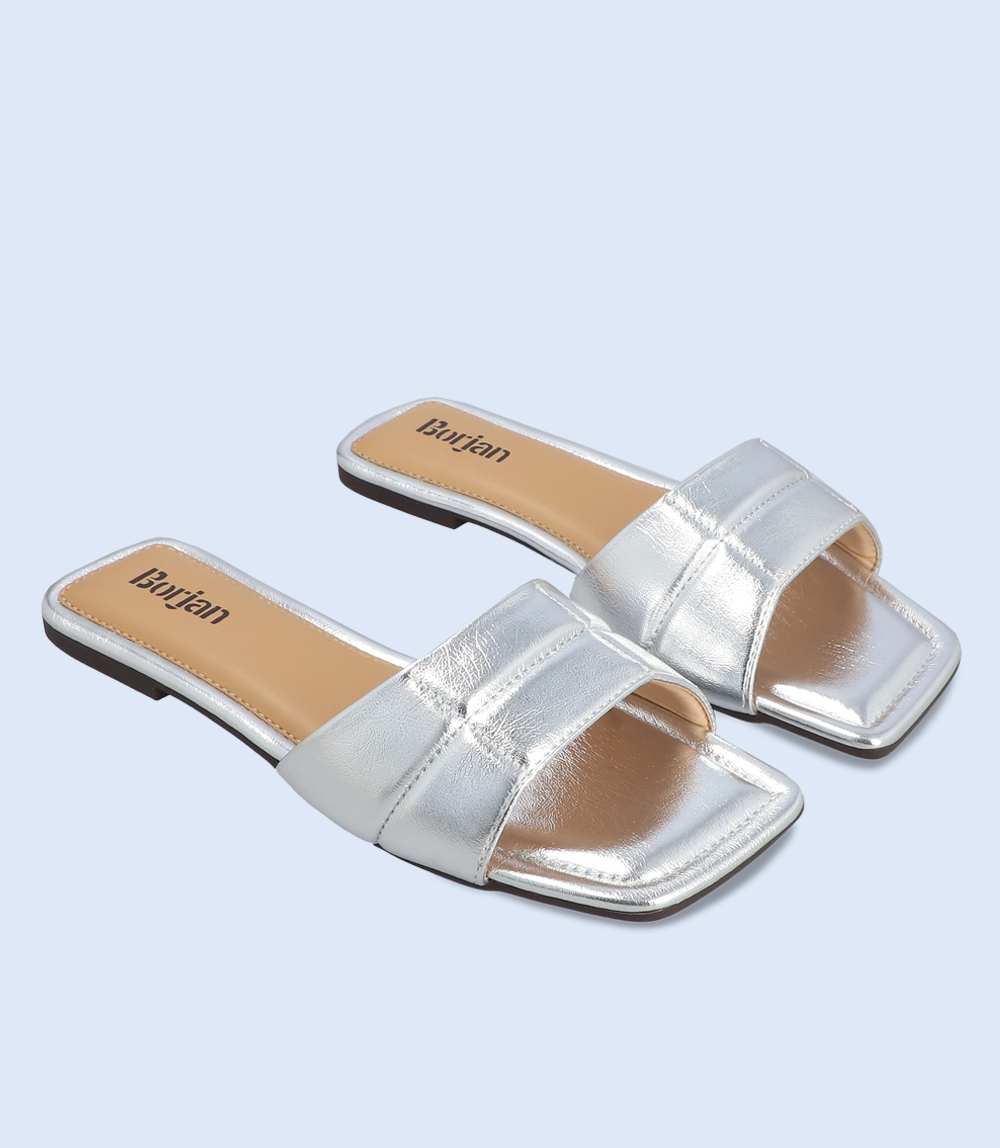 BW9325-SILVER-Women Casual Chappal