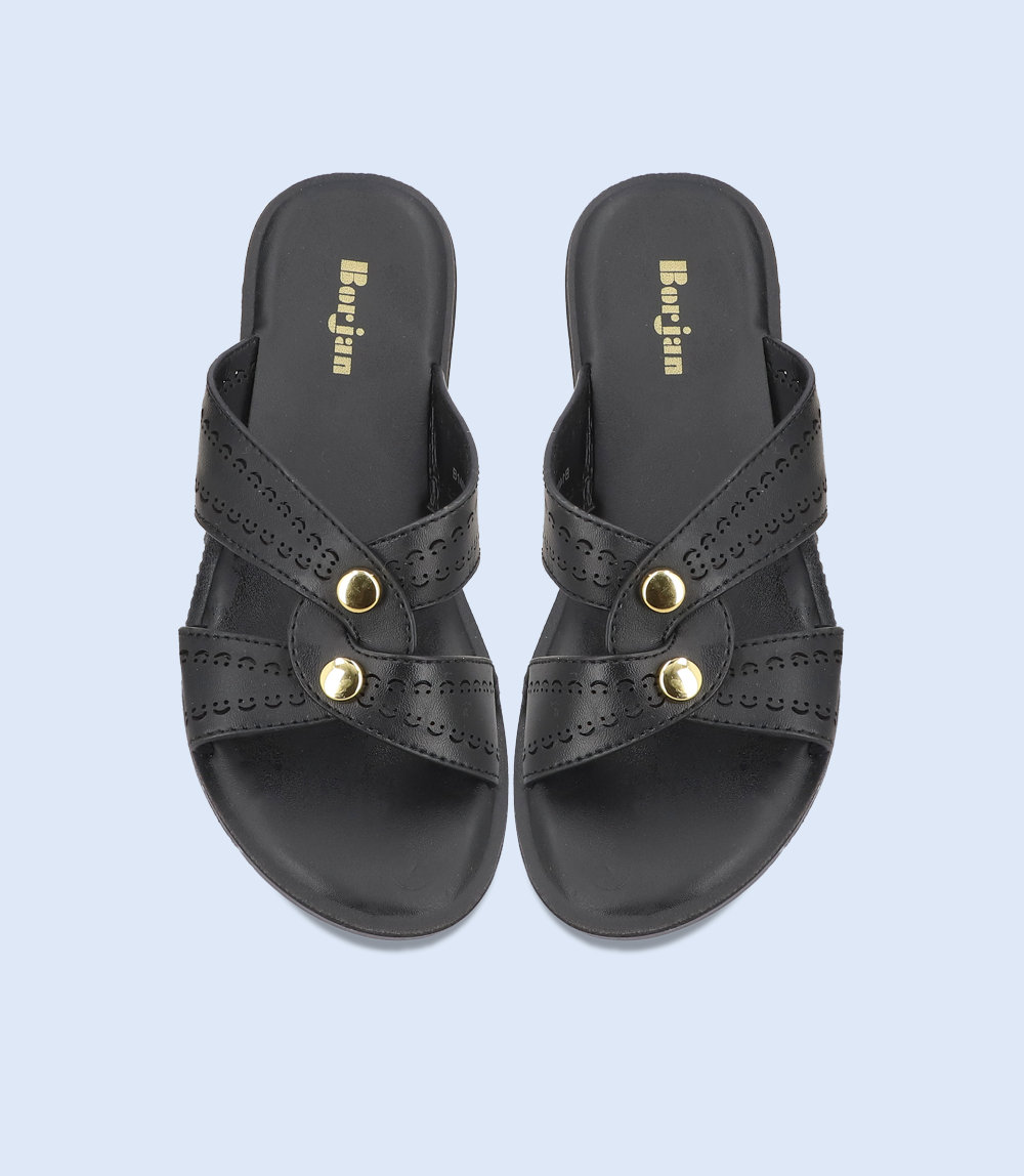 BW9374-BLACK-Women Casual Slippers