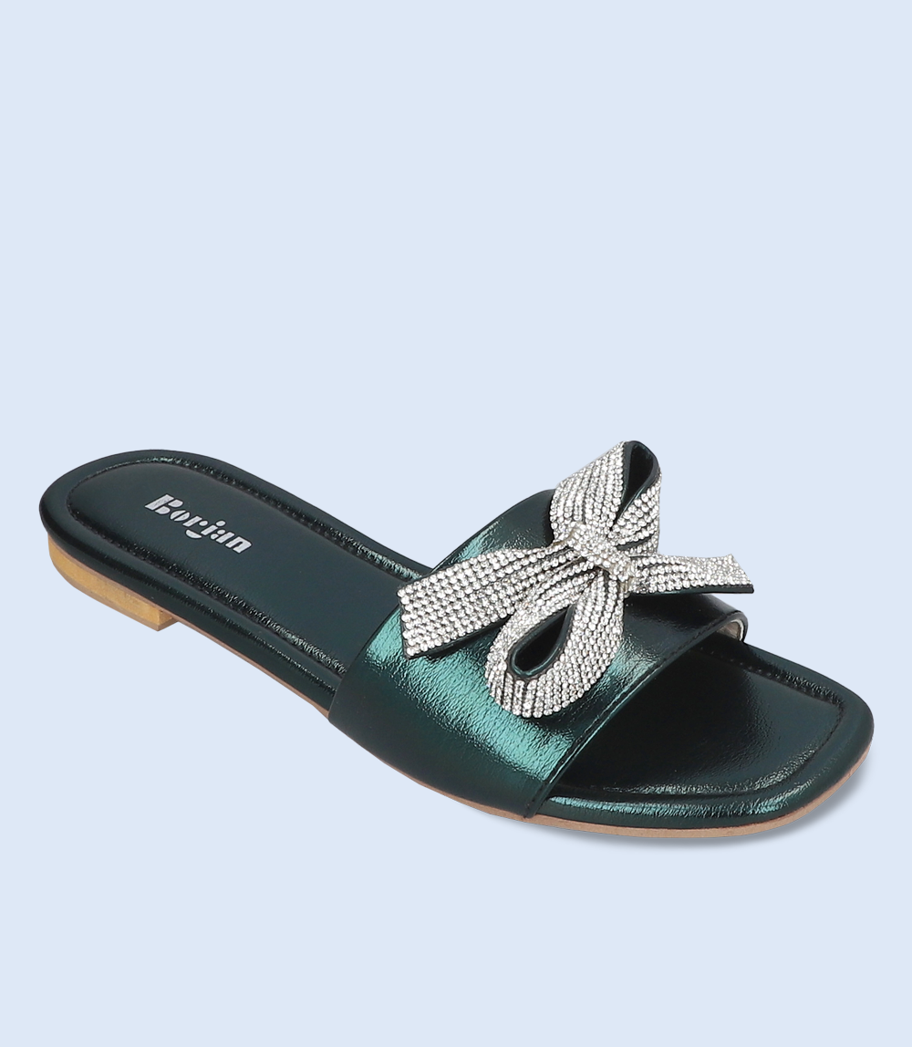 BW9434-BOTLEGREEN-Women Formal Slippers