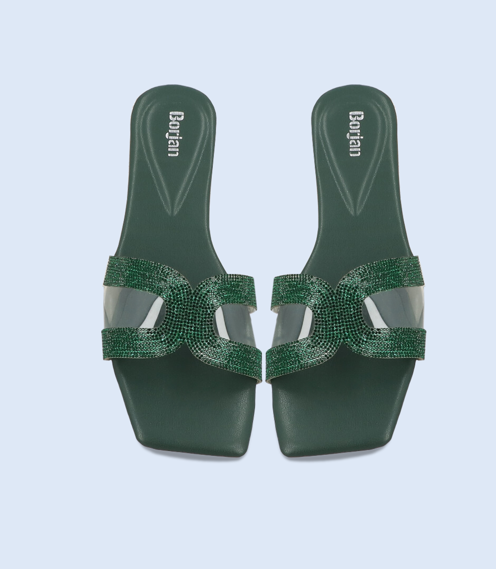 BW9449-BOTLEGREEN-Women Formal Slippers