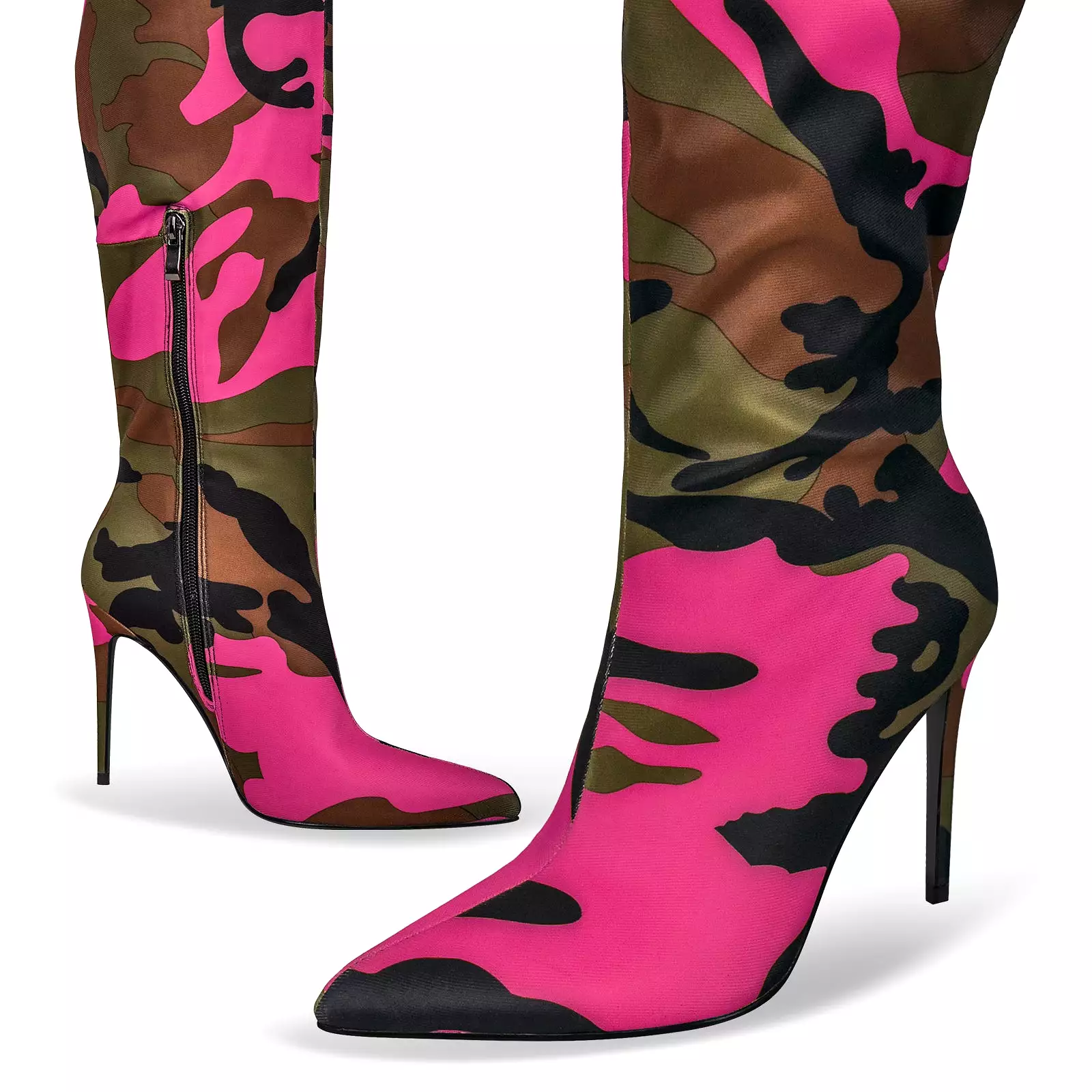 Camouflage Pointed Toe Over The Knee Boots