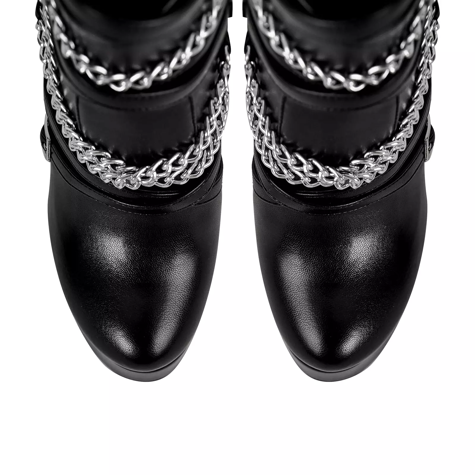 Chain Buckle Strap Platform Stiletto High Heel Boots