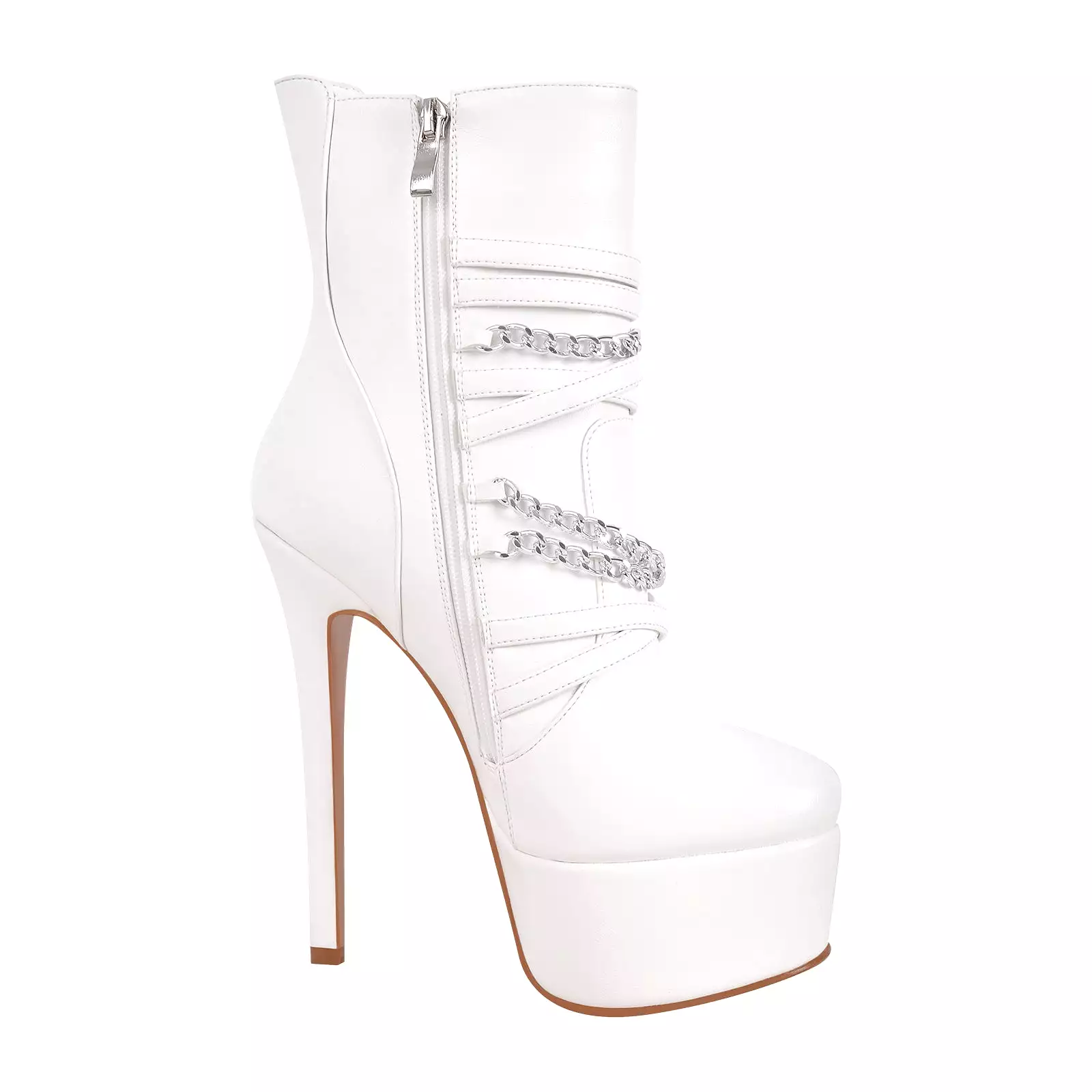 Chain Buckle Strap Platform Stiletto High Heel Boots