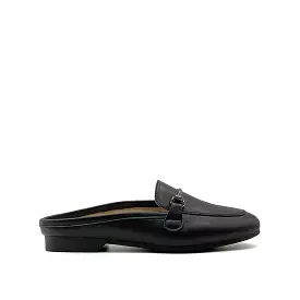 Demi Mule Bit Women's Shoes - Black Leather