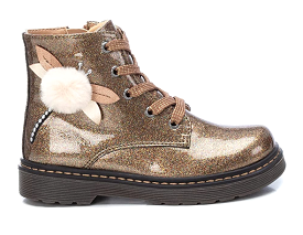 Girls XTI Boots Bronze Glitter Faux Patent Ankle Inside Zip 5 Eyelet 150212 sale