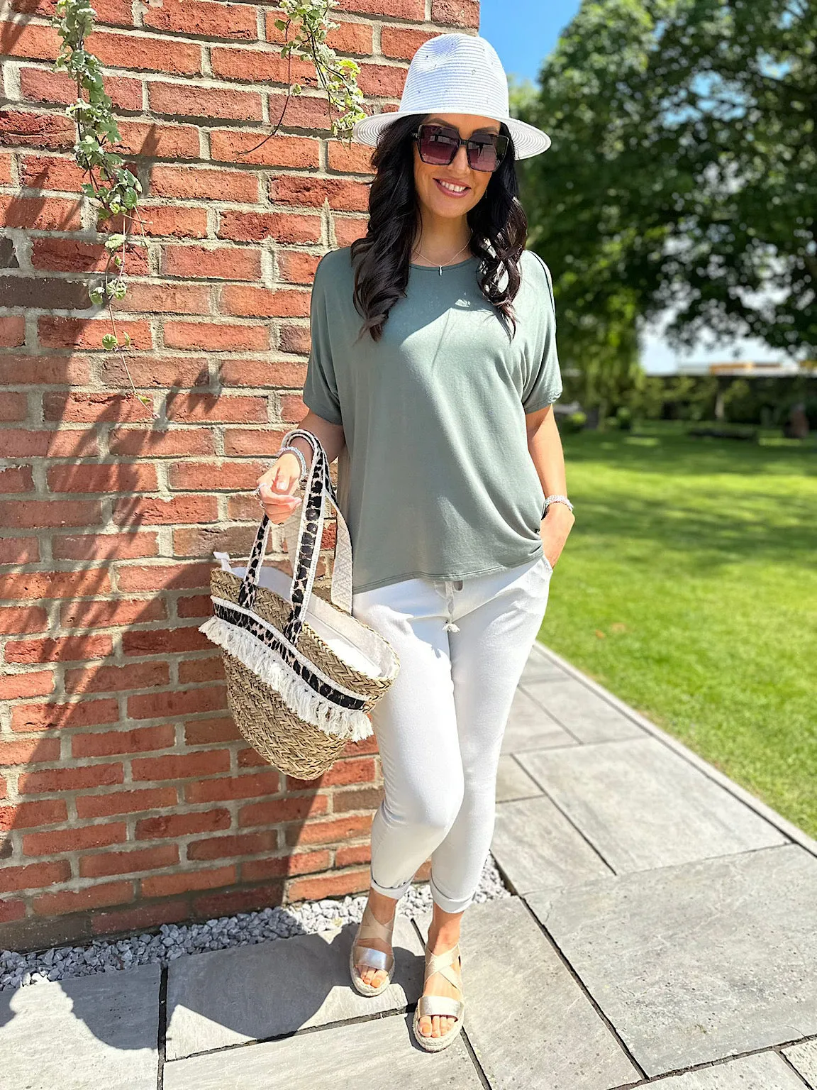 Khaki Essential Cold Shoulder Top Phoebe