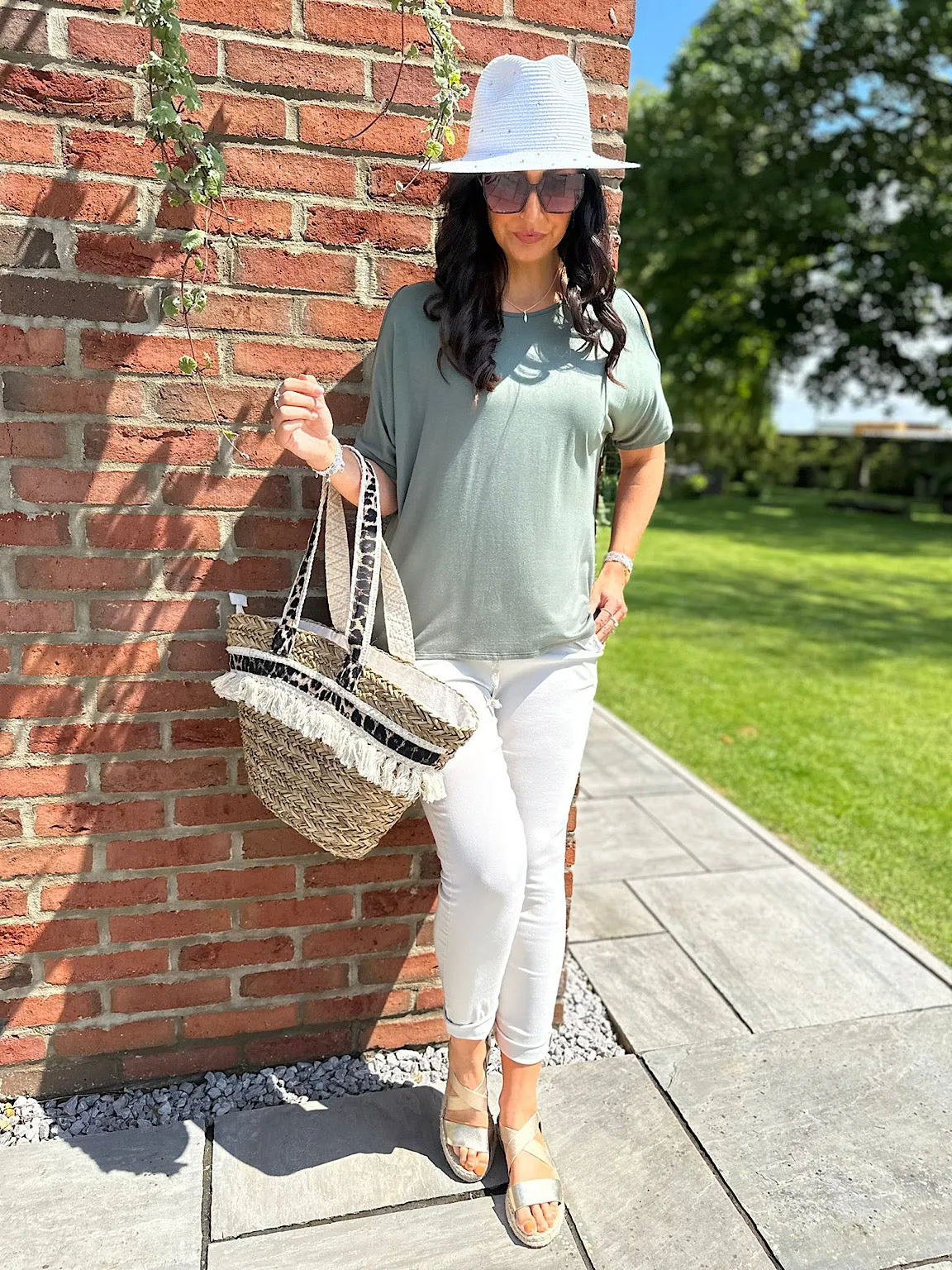 Khaki Essential Cold Shoulder Top Phoebe