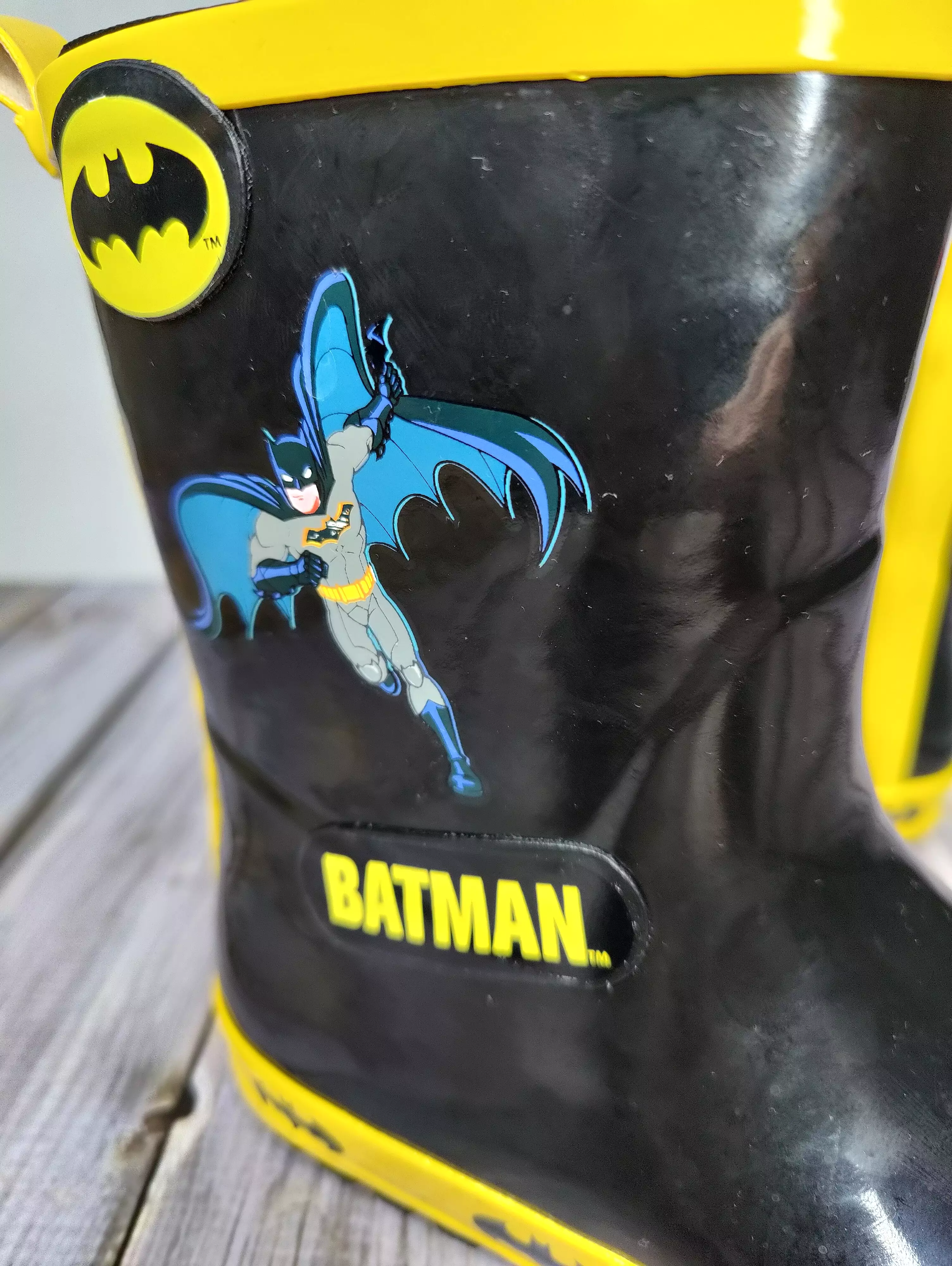 Kids Wellington Welly Boots Batman Black Girls/Boys 7-12