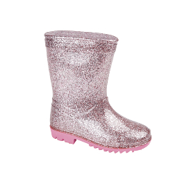 Kids Wellington Welly Boots Glitter Gem Pink Girls 7-12