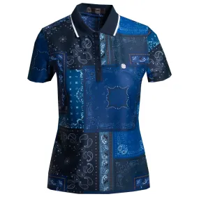 Ladies G/FORE Bandana Print Golf Polo Twilight