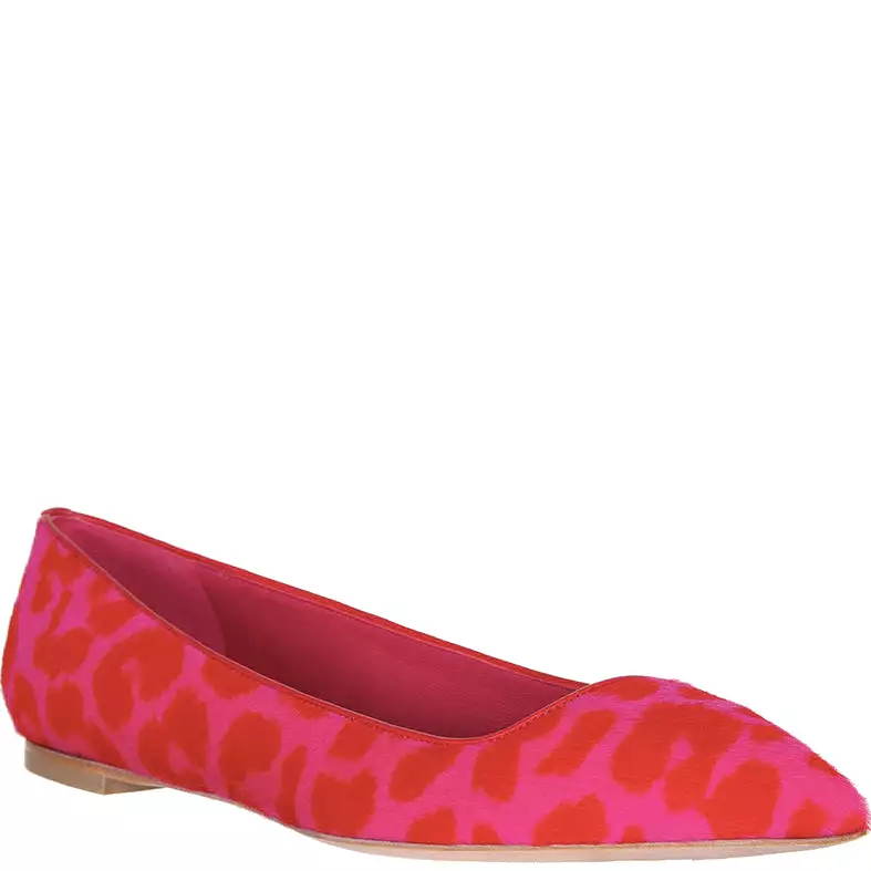 Leopard Pony Flats, Pink/Red