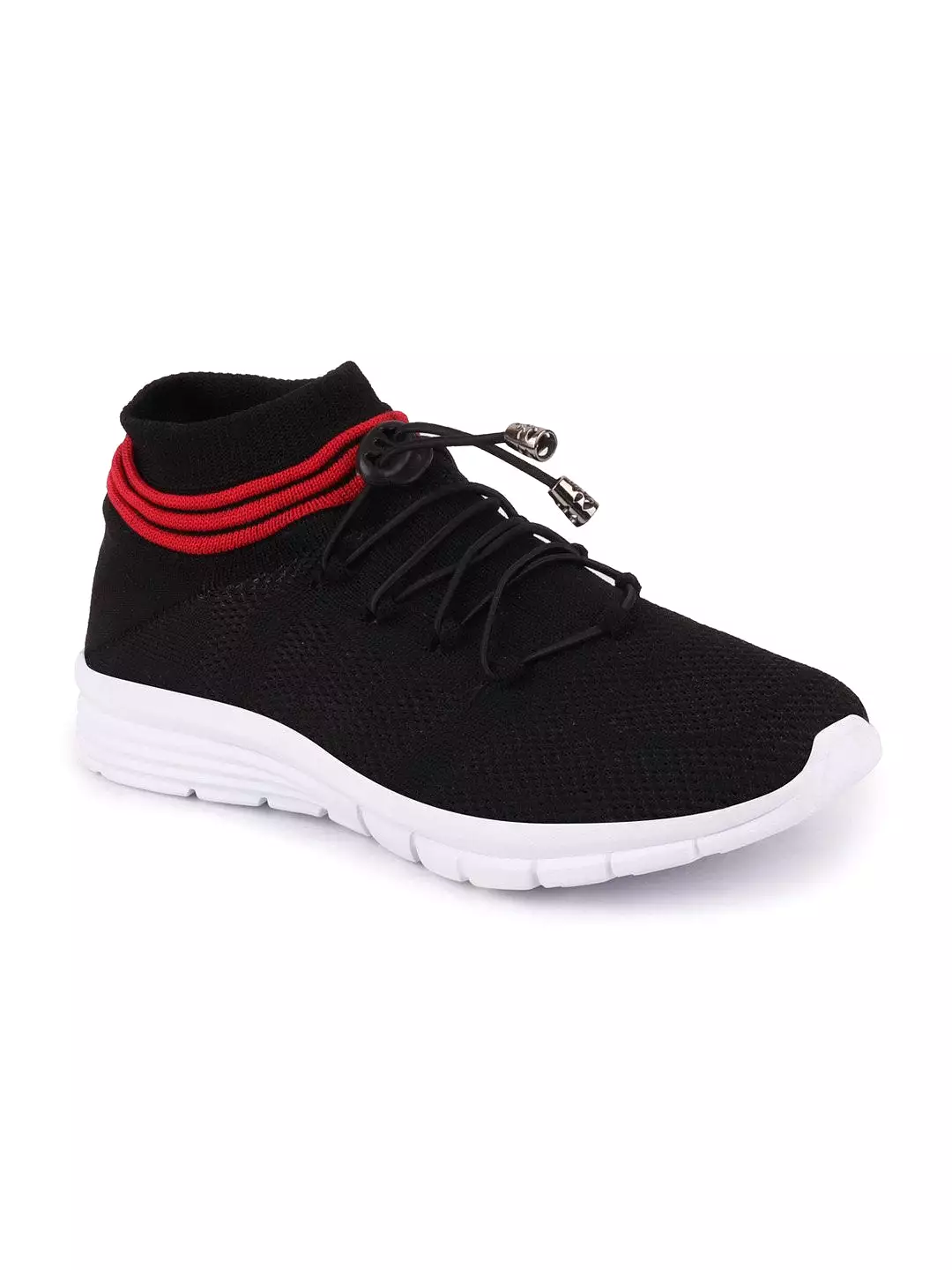 Men Black Sports Lace-Up Outdoor Running Shoes