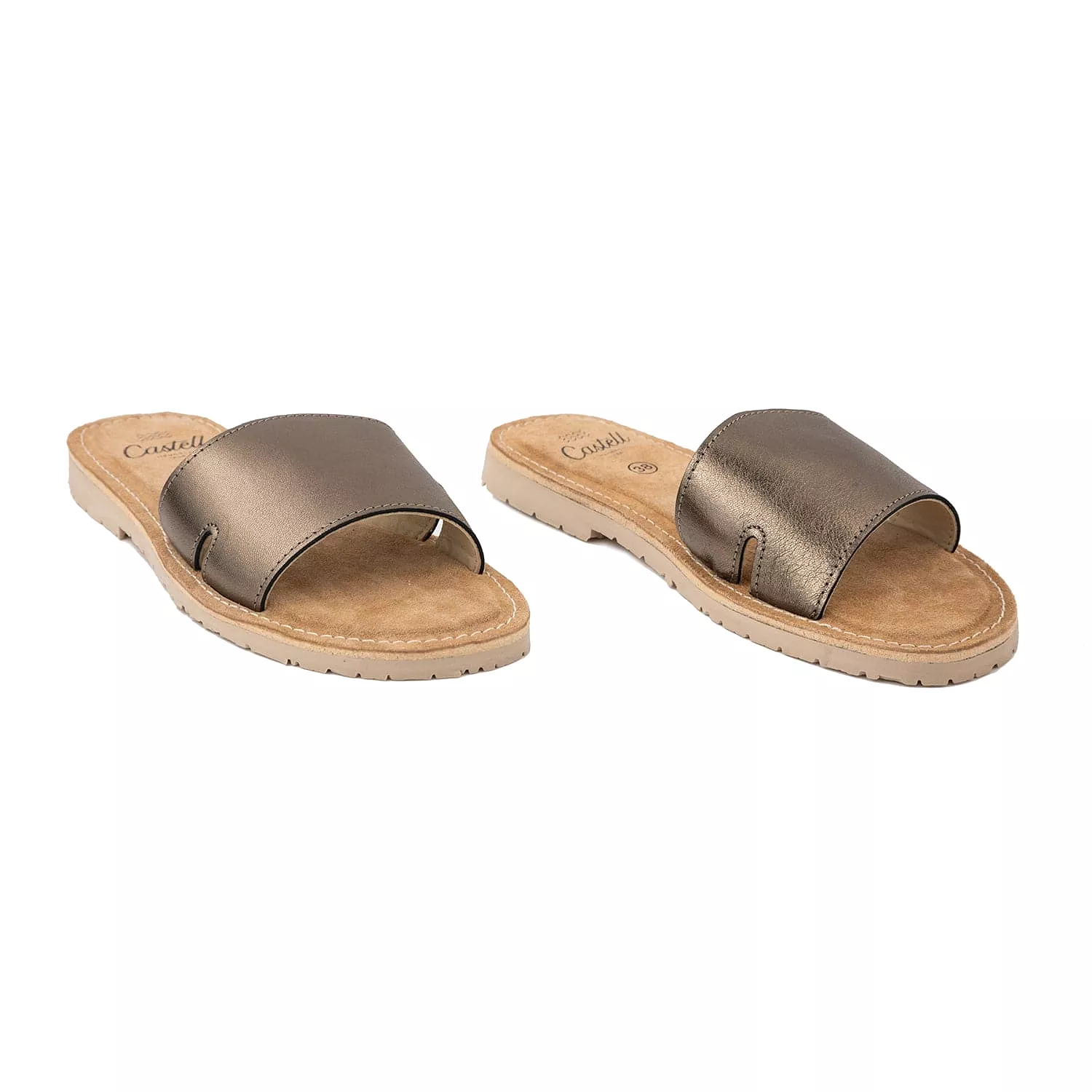 Metallic Leather Menorcan Sandals With Open Toe For Women - Shark ST 2360 A Metallic