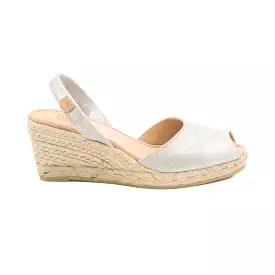 Metallic Open Toe Leather Menorcan Espadrille For Women - Frida Montada 2006 H Saturno