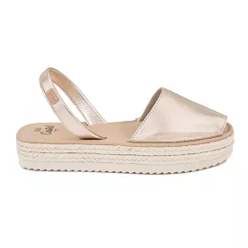 Metallic Platform Leather Menorcan Espadrille For Women - Doble Yute 2283 2 Metallic