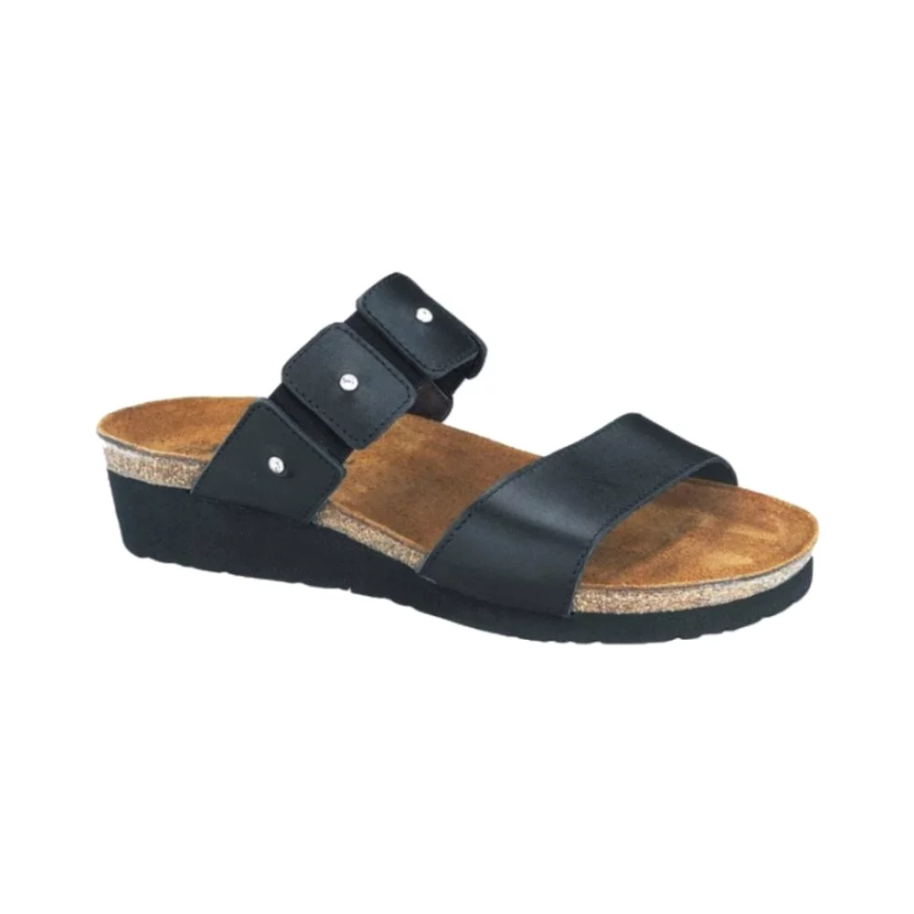 Naot Women's Ashley Slide Sandal - Black Madras Leather