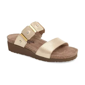 Naot Women's Ashley Slide Sandal - Gold Threads Leather