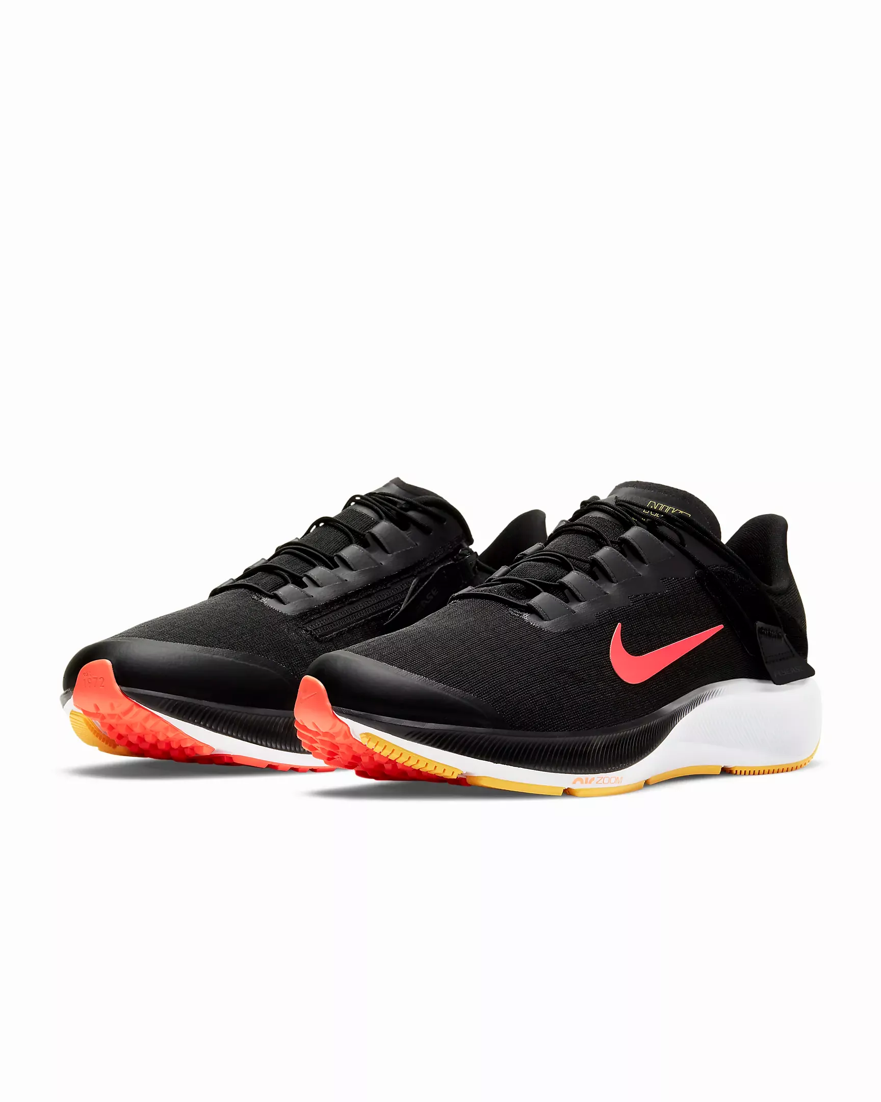 Nike Men's Air Zoom Pegasus 37 Flyease Extra Wide Running Shoes - Black / Anthracite / White / Bright Mango