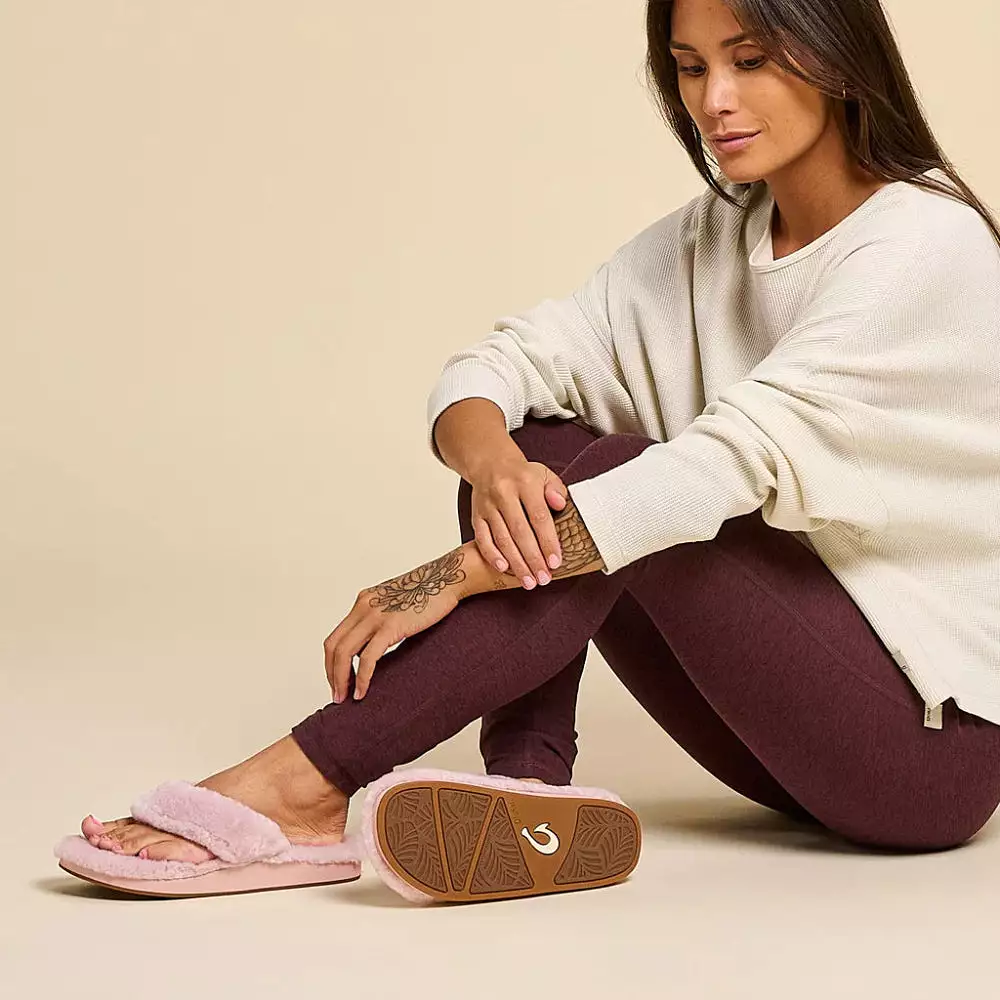 Olukai Women's Kipe'a Heu Shearling Slipper - Pink Clay