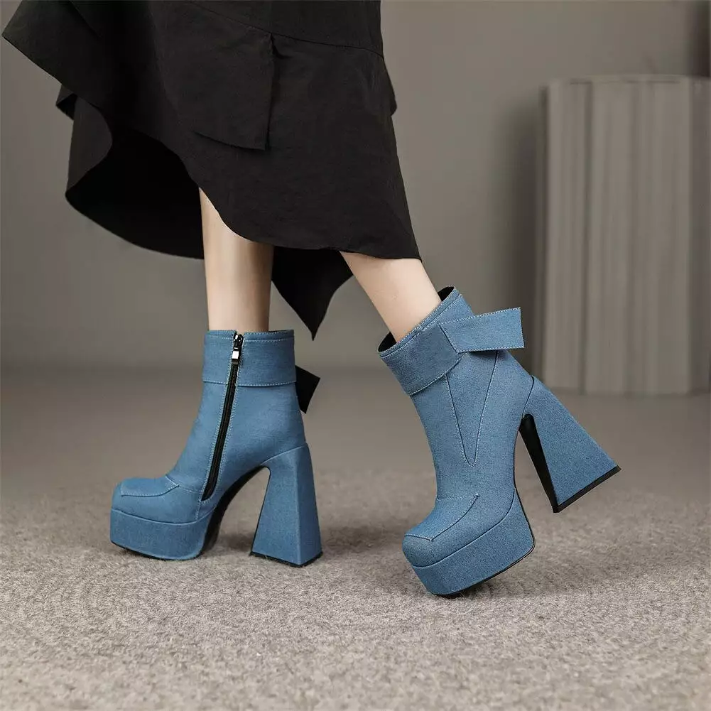 Over Knee Boots Fashion Zip Thick High Heels Women Thigh High Boots