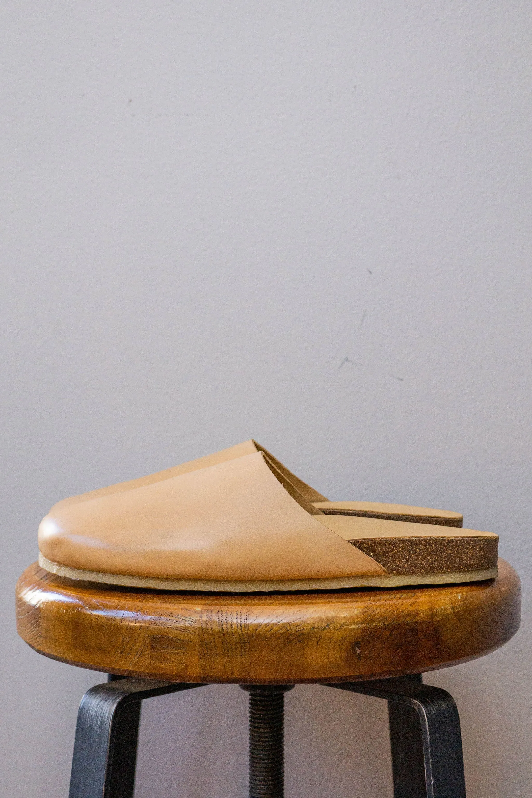 Padmore & Barnes Slides - Natural Veg Tan Leather