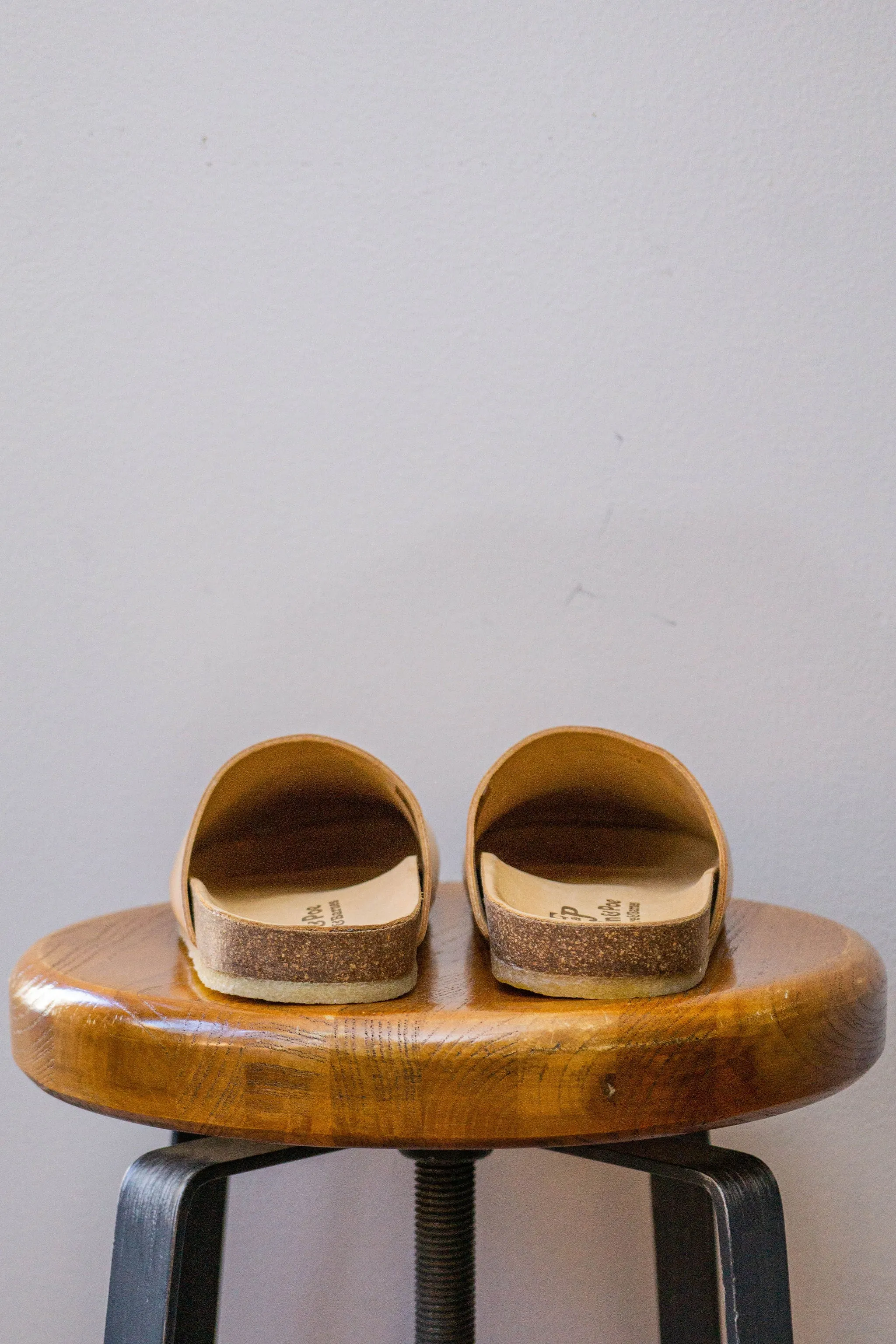 Padmore & Barnes Slides - Natural Veg Tan Leather