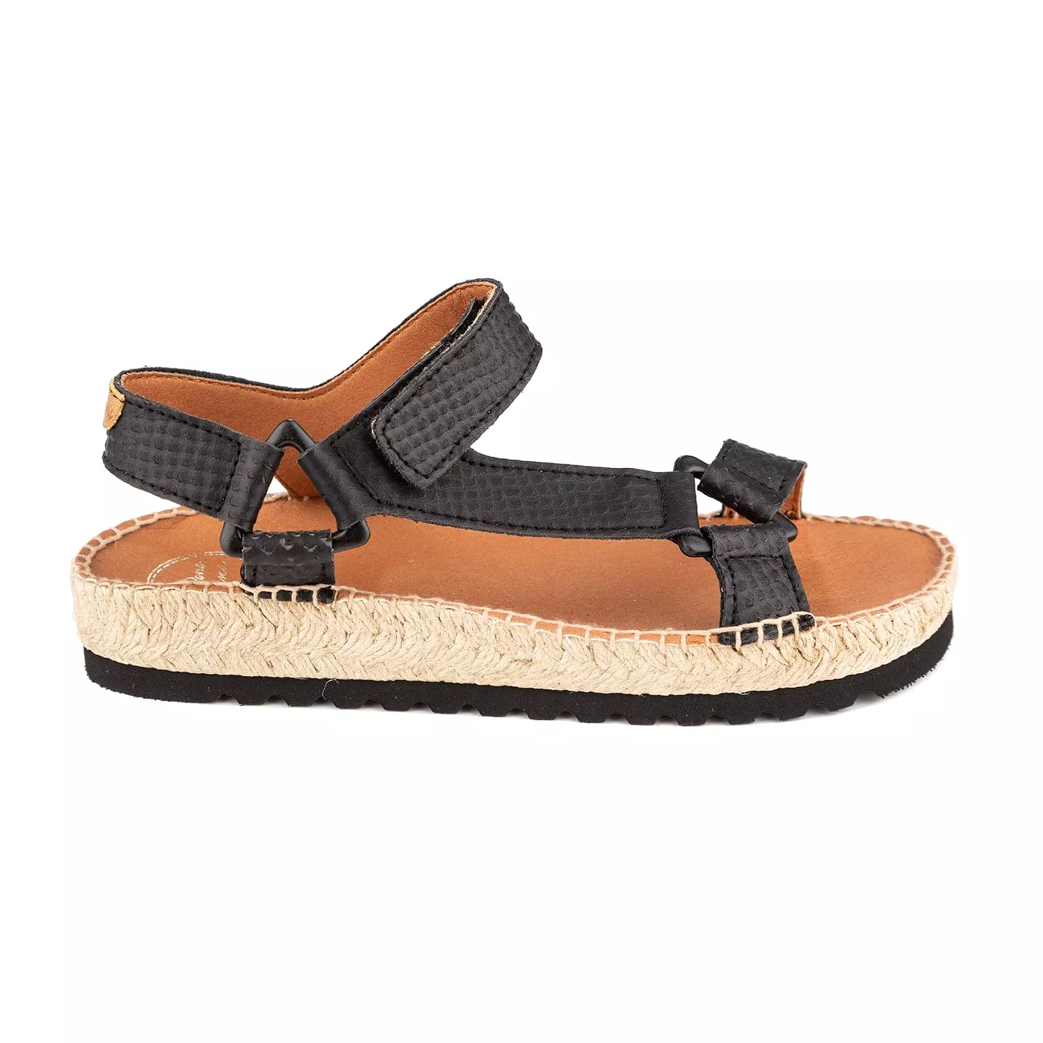 Plain Leather Open Toe Sandal Espadrille For Women - Brit-LZ