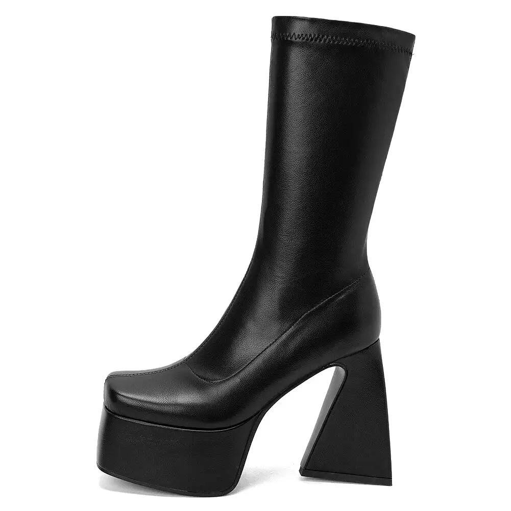 Platform Over Knee Boots Fashion Zip Thick High Heels Women Thigh High Boots