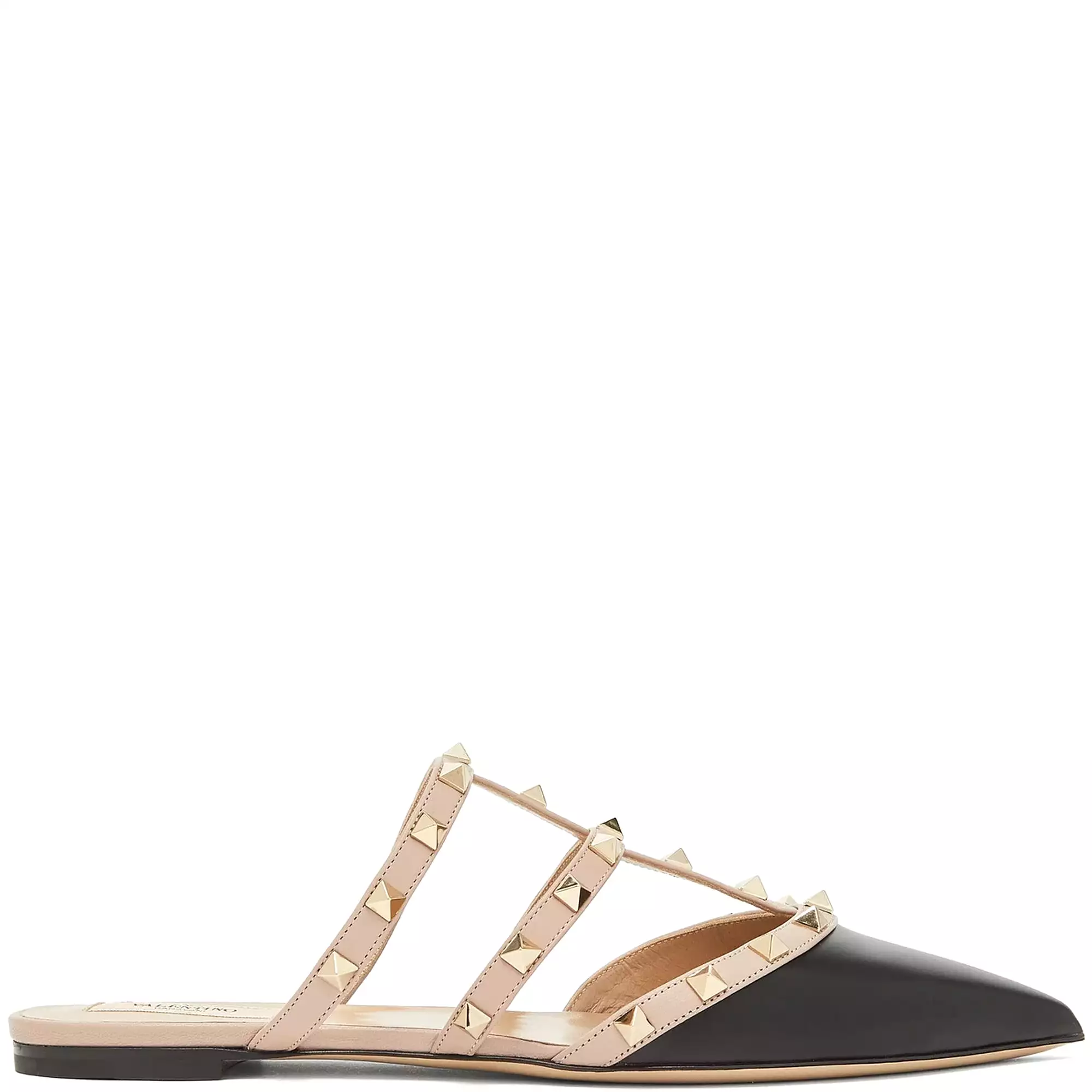 Rockstud Flat Mule, Black