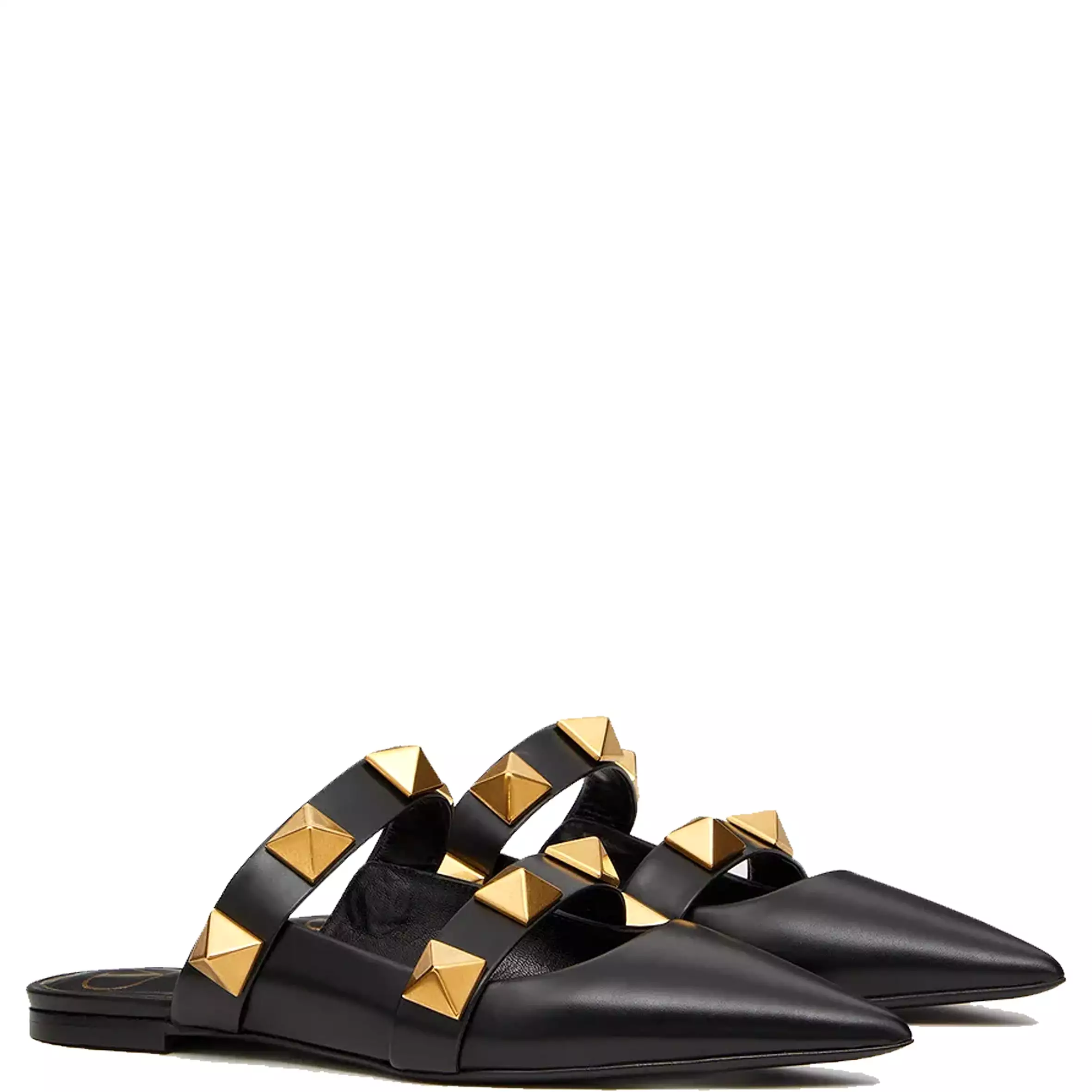 Roman Stud Point Mule, Black