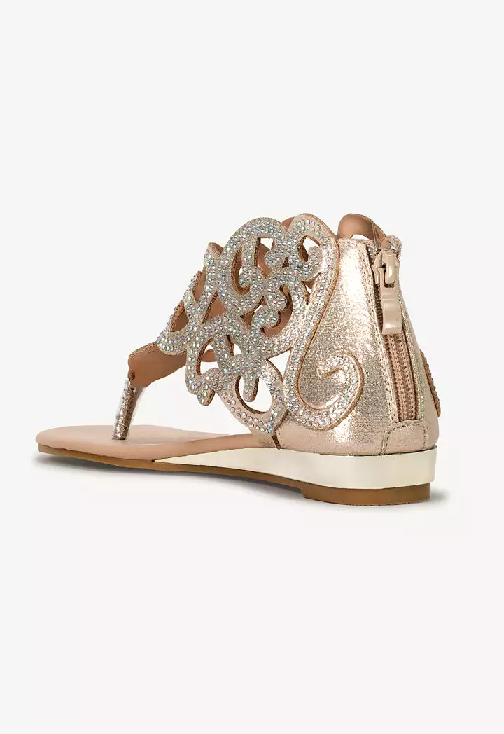 Stud Embellished T Strap Sandals