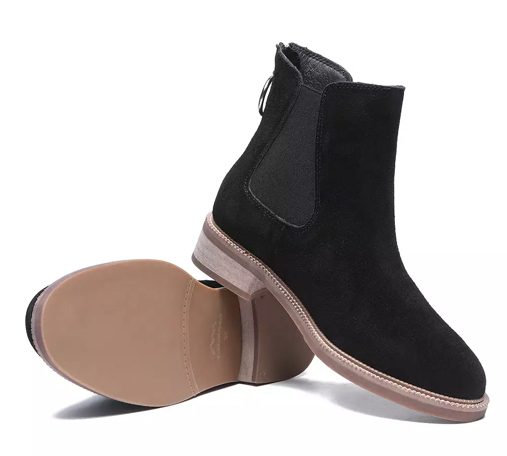 TARRAMARRA Daisy Black Leather Zipper Ankle Chelsea Boots